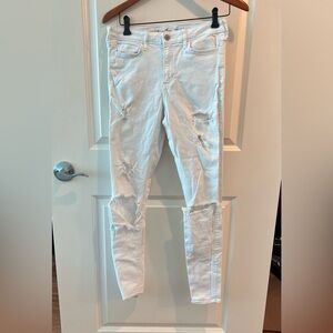 Hollister White Denim with Brown Patch